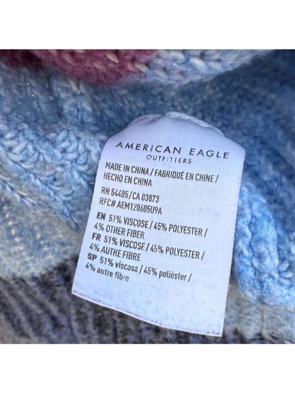 American Eagle Oversize Striped Sweater XL Womens Green Purple Blue Knit Cozy - Picture 6 of 7